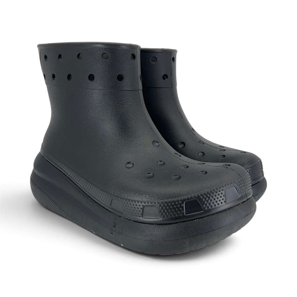 Crocs Classic Crush Rain Boots Black Platform Waterproof M8 W10